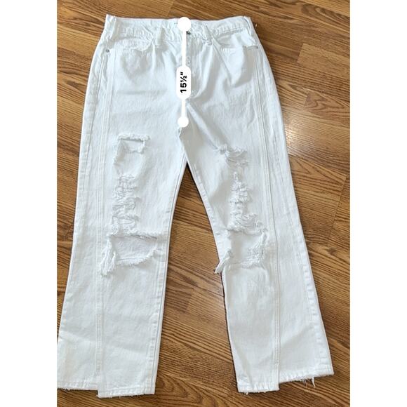 FRAME Le Jane WHITE  distressed high-rise straight-leg jeans size 30/US 8 - Picture 5 of 11